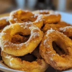 Crispy fried cinnamon apple rings are a delightful treat that combines the natural sweetness of apples with the warm, aromatic flavors of cinnamon and nutmeg. These delectable rings offer a perfect balance of flavor and texture, where the crispiness of the fried batter complements the tender apple inside. Whether served as a dessert or a snack, these apple rings are sure to please anyone who takes a bite.