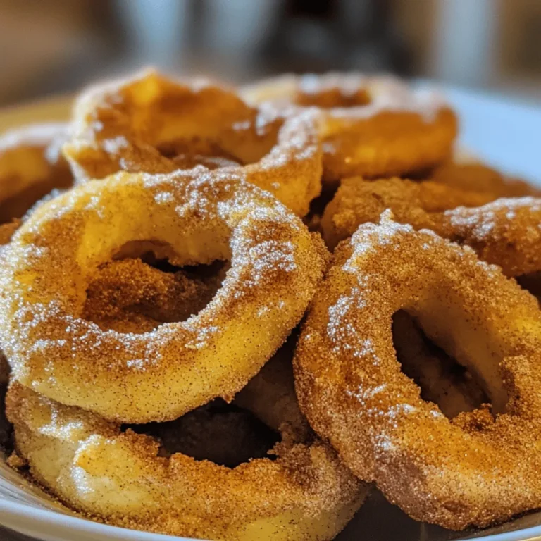 Crispy fried cinnamon apple rings are a delightful treat that combines the natural sweetness of apples with the warm, aromatic flavors of cinnamon and nutmeg. These delectable rings offer a perfect balance of flavor and texture, where the crispiness of the fried batter complements the tender apple inside. Whether served as a dessert or a snack, these apple rings are sure to please anyone who takes a bite.