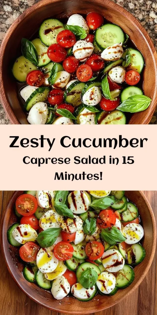 Fresh and zesty, this Cucumber Caprese Salad is a perfect light dish for any occasion! Made with crunchy cucumbers, juicy cherry tomatoes, and creamy mozzarella, it's tossed with a simple olive oil and balsamic dressing. In just 15 minutes, you can whip up a vibrant salad that’s refreshing and packed with flavor. Ideal for picnics, BBQs, or as a side dish, this salad will leave everyone wanting seconds!