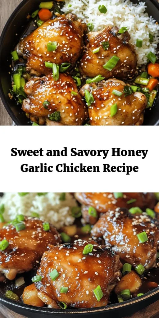 Indulge in the delightful flavors of Sweet & Savory Honey Garlic Chicken! This quick and easy recipe features tender chicken thighs marinated in a mouthwatering blend of honey, soy sauce, garlic, and ginger. Perfectly glazed for a delicious finish, it's guaranteed to impress at dinner. Serve with rice or veggies for a complete meal. Ready in just 45 minutes, this dish is a must-try for busy weeknights! Enjoy the sweet and savory goodness!