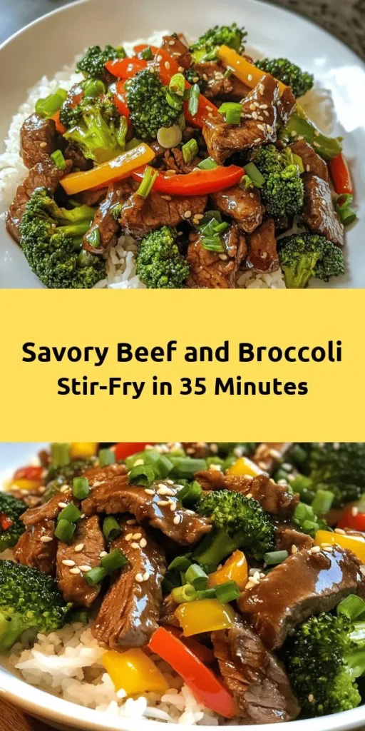 Discover the flavors of a classic Chinese dish with this Beef and Broccoli Delight! Thinly sliced flank steak marinates in a savory mix of soy and oyster sauces, then seared to perfection. Fresh broccoli and colorful bell peppers bring a nutritious crunch, while garlic and ginger add a fragrant kick. Toss everything together with sesame oil, rice vinegar, and beef broth for a delicious stir-fry. Serve it over fluffy jasmine rice for a satisfying meal that’s easy to make in just 35 minutes!