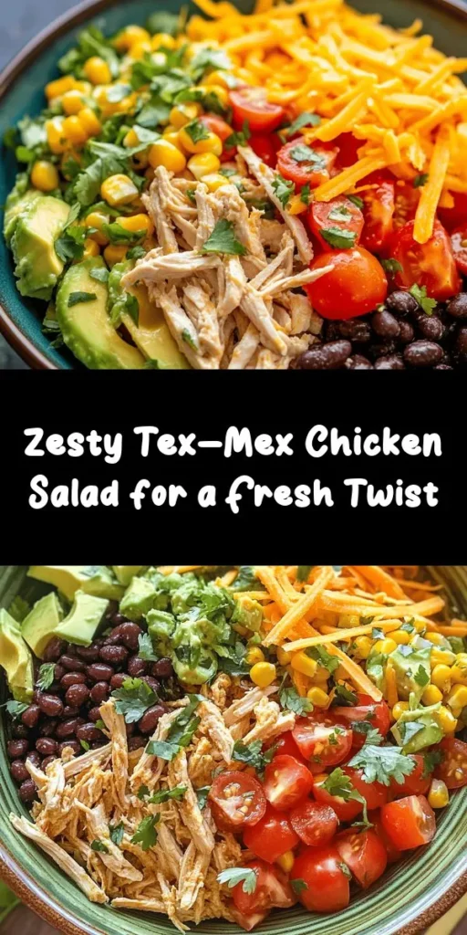 Brighten up your meal with this Zesty Tex-Mex Chopped Chicken Salad! Packed with protein from shredded chicken and black beans, plus sweet corn, creamy avocado, and colorful veggies, it's a fiesta in a bowl. Tossed in a flavorful lime dressing with a kick of cumin and chili powder, this salad is refreshing and satisfying. Perfect for a quick lunch or a vibrant side dish. Enjoy it right away or let it chill for even better flavor!