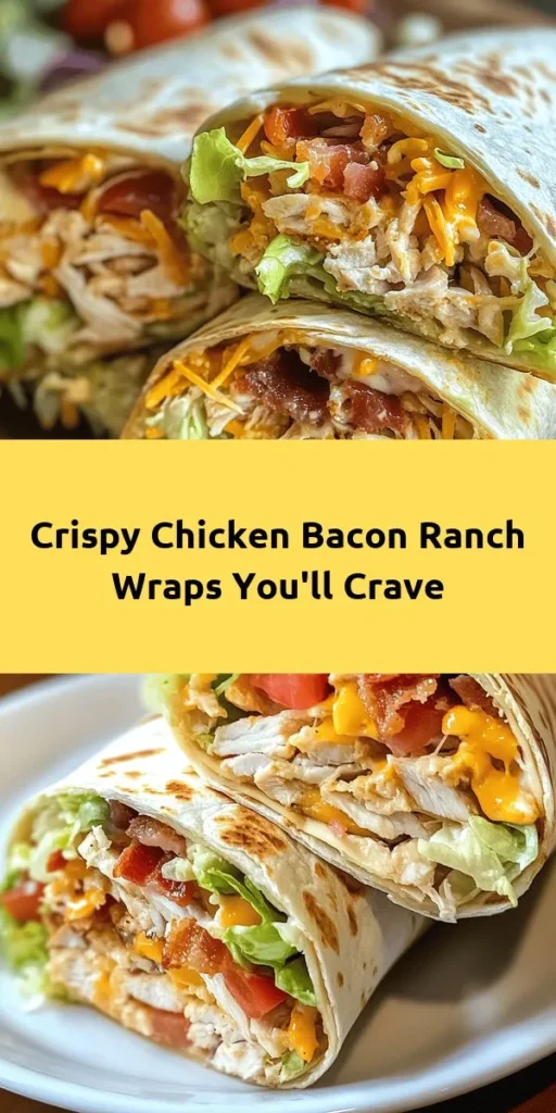 Get ready to enjoy a delicious Crispy Chicken Bacon Ranch Wrap! This easy recipe is perfect for a quick lunch or dinner, featuring juicy chicken, crispy bacon, fresh lettuce, and tangy ranch dressing all wrapped in a soft flour tortilla. With just a few minutes of prep and a skillet for that extra crispy touch, you’ll have a satisfying meal that everyone will love. Serve it up with extra ranch for dipping and enjoy!