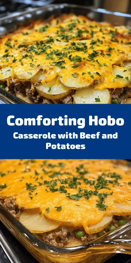 Satisfy your comfort food cravings with this Hearty Hobo Casserole featuring ground beef, tender potatoes, and green beans. This easy recipe combines simple ingredients like cream of mushroom soup and cheddar cheese for a delicious family-friendly dish. With a prep time of just 15 minutes, you’ll have a warm, savory meal ready in about an hour. Perfect for busy weeknights or gatherings, this casserole is sure to be a hit!