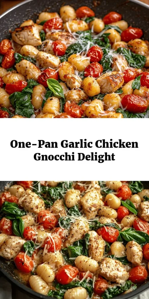 Dive into this delicious Garlic Chicken Gnocchi Skillet! This one-pan meal comes together in just 30 minutes, making it perfect for busy nights. Loaded with tender chicken, pillowy gnocchi, vibrant cherry tomatoes, and fresh spinach, it's bursting with flavor. A hint of garlic and Italian seasoning elevate the dish, while a sprinkle of Parmesan cheese adds the perfect finishing touch. Quick, easy, and oh-so-satisfying—dinner has never been better!