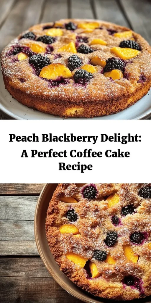 Indulge in this delightful Peach Blackberry Coffee Cake that combines the sweetness of ripe peaches and tangy blackberries in a moist, fluffy cake! Perfect for breakfast or dessert, this easy recipe is made with simple ingredients and is sure to impress. Just mix, fold, and bake for a scrumptious treat that everyone will love. Enjoy a slice warm or at room temperature, and savor the flavors of summer with every bite!